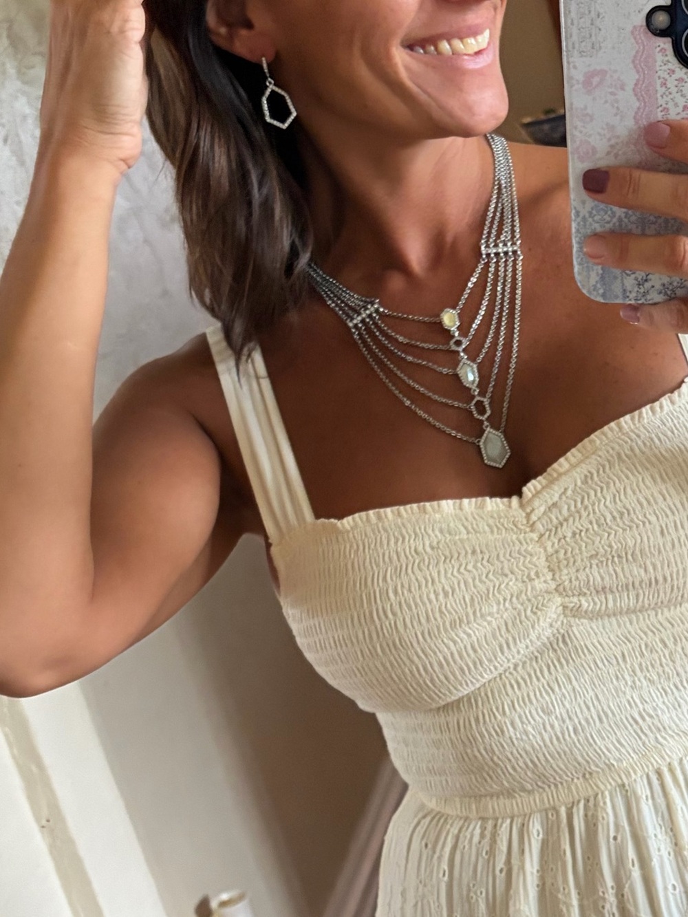 Chloe + Isabel Silver-Tone Layered Necklace with White Gem Accents